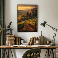 Tuscany Vineyards Sunset Travel Poster