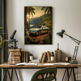 Luxury Car in Tropical Paradise Poster PosterGoat