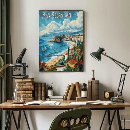 San Sebastian Bay and Cityscape Travel Poster