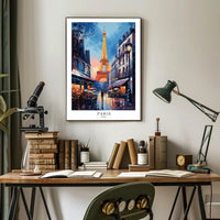 Parisian Romance Twilight Street Scene Urban or Cityscape Poster PosterGoat