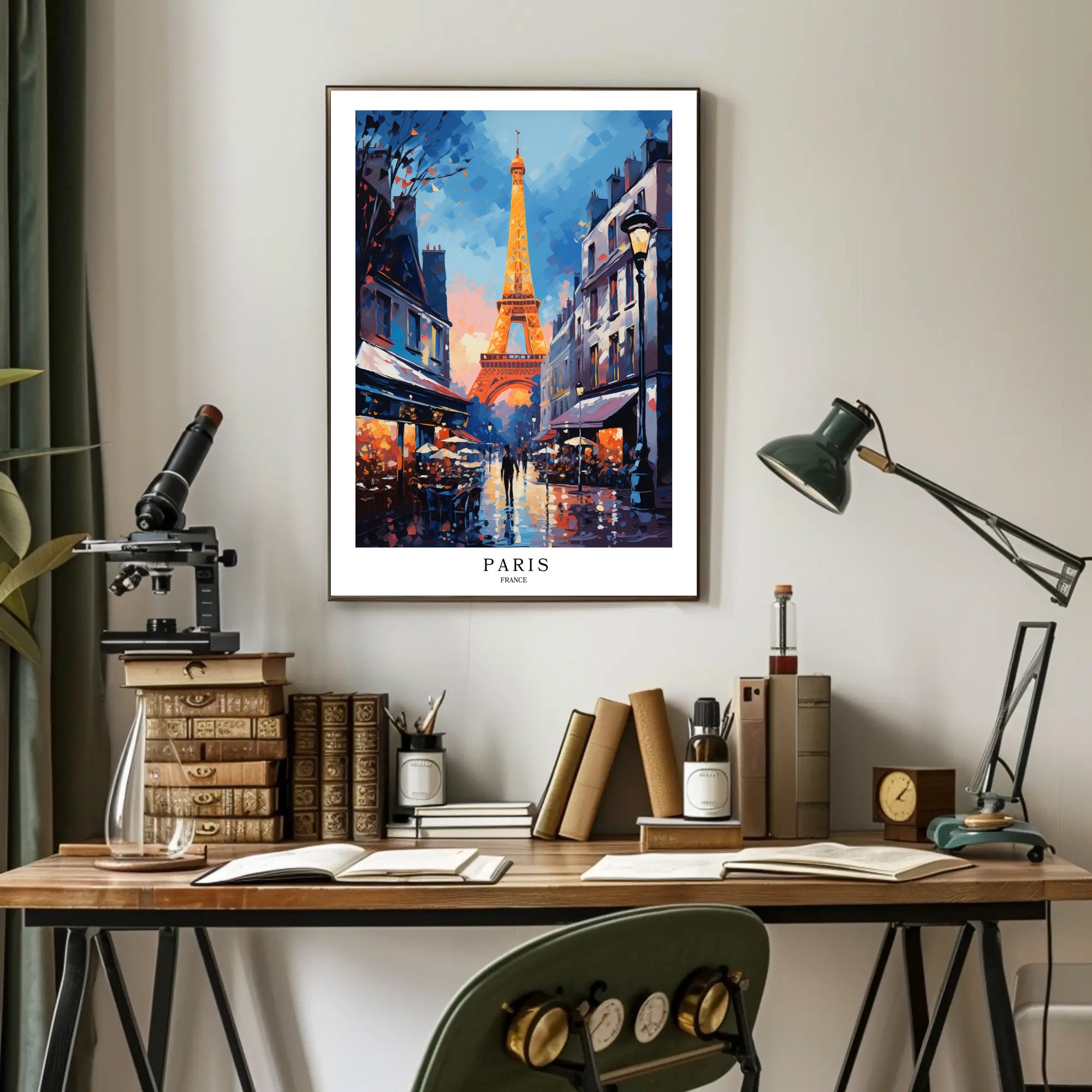 Parisian Romance Twilight Street Scene Urban or Cityscape Poster PosterGoat