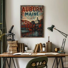 Auburn Maine Cityscape Realism Wanderlust Poster