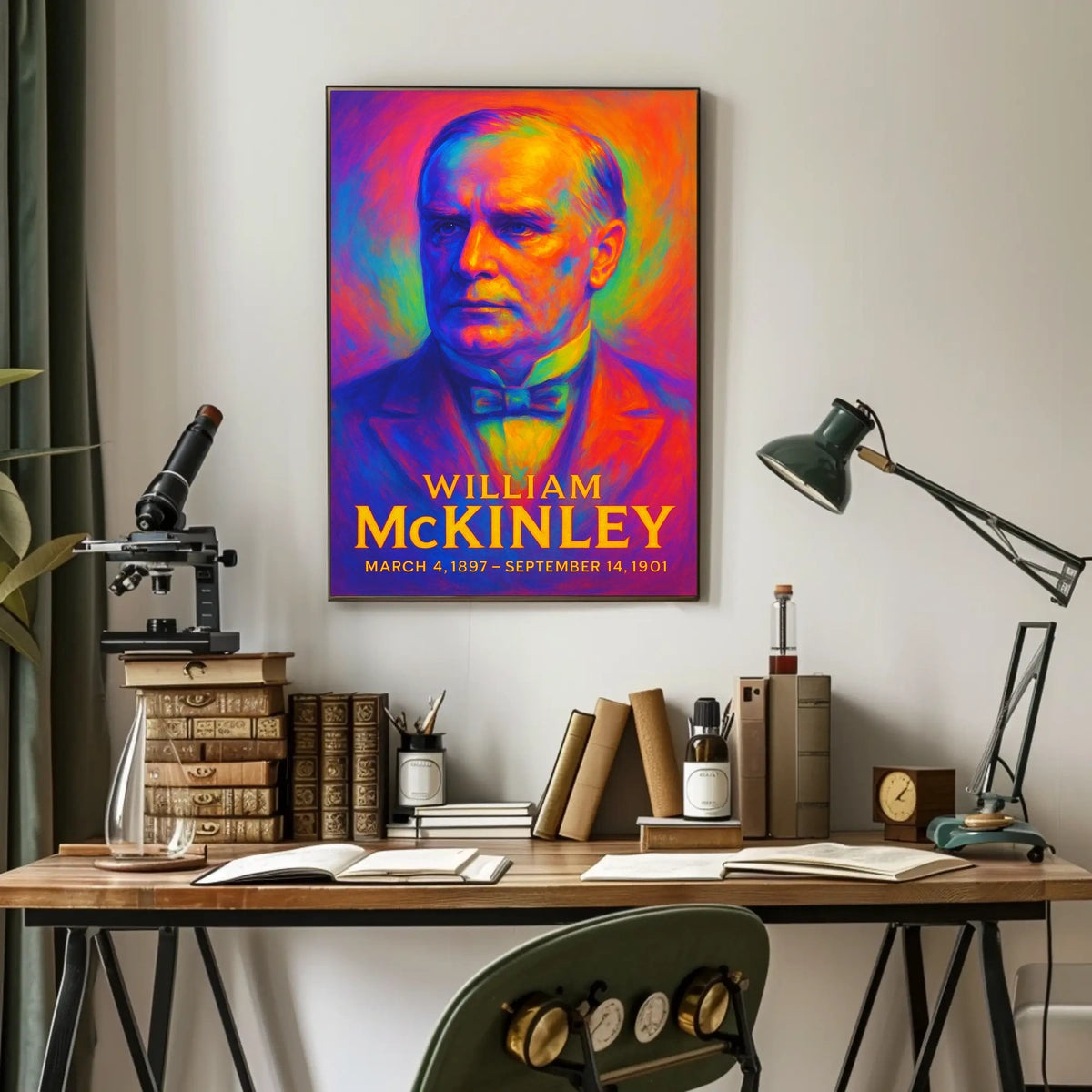 William McKinley 25th President of the United States Neon Gradient Overlay Poster