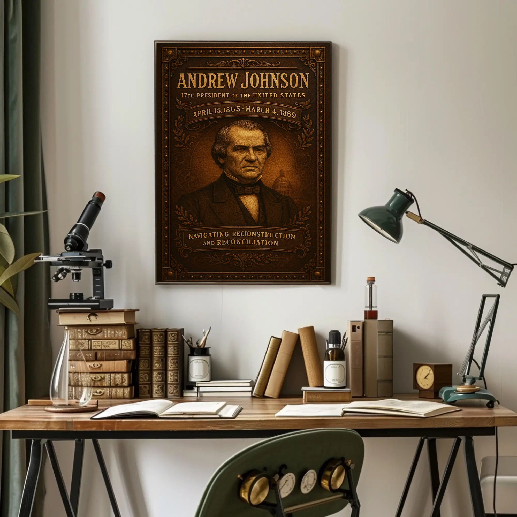 Andrew Johnson Historical Portrait Vintage Poster