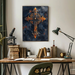 Gothic Skull Cross Art Print Poster