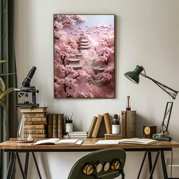 Serene Japanese Architecture in Spring, Cultural or Heritage Poster