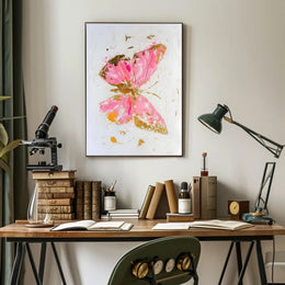 Elegant Pink and Gold Butterfly Abstract or Artistic Poster PosterGoat