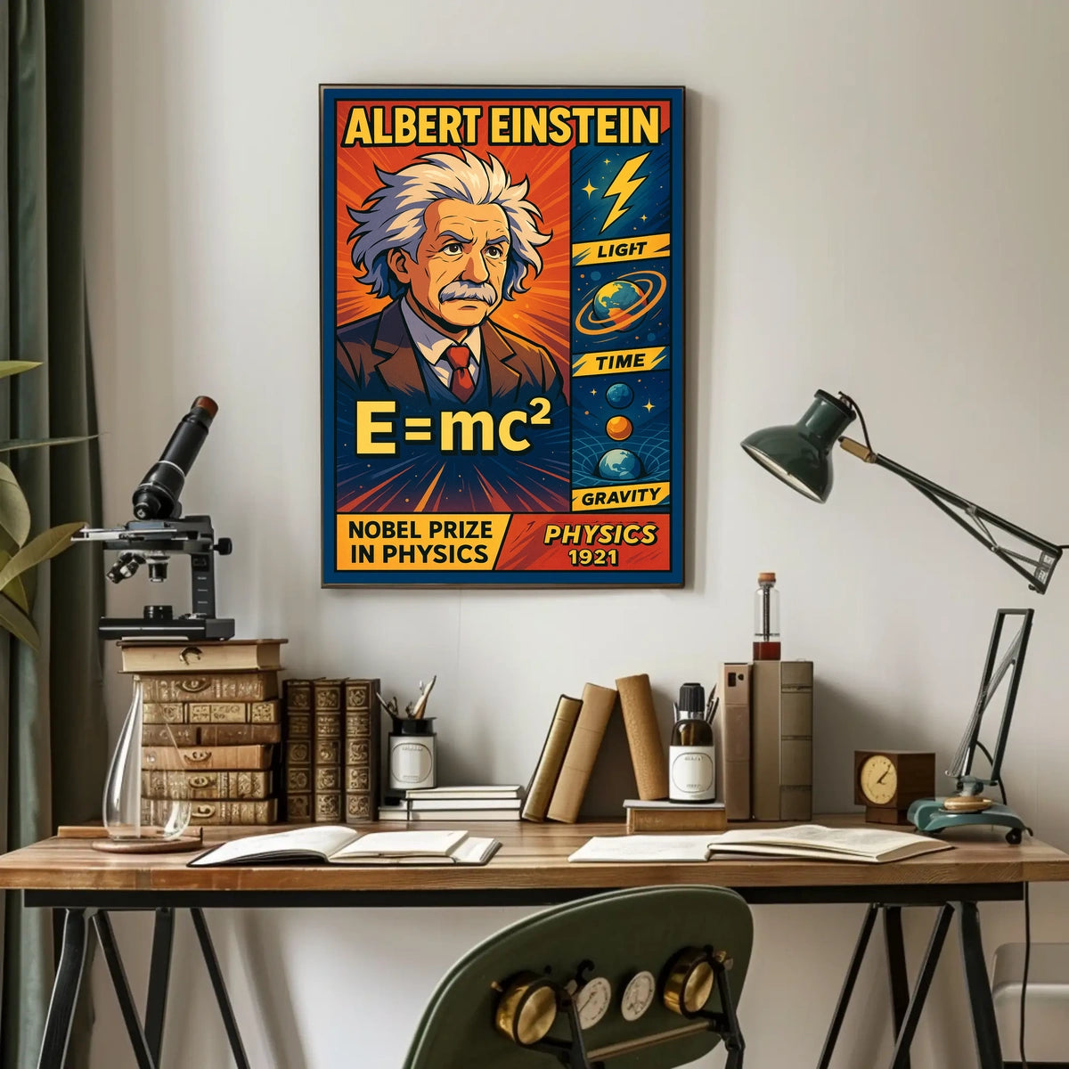 Einstein Nobel Prize 1921 Portrait Vintage Science Poster