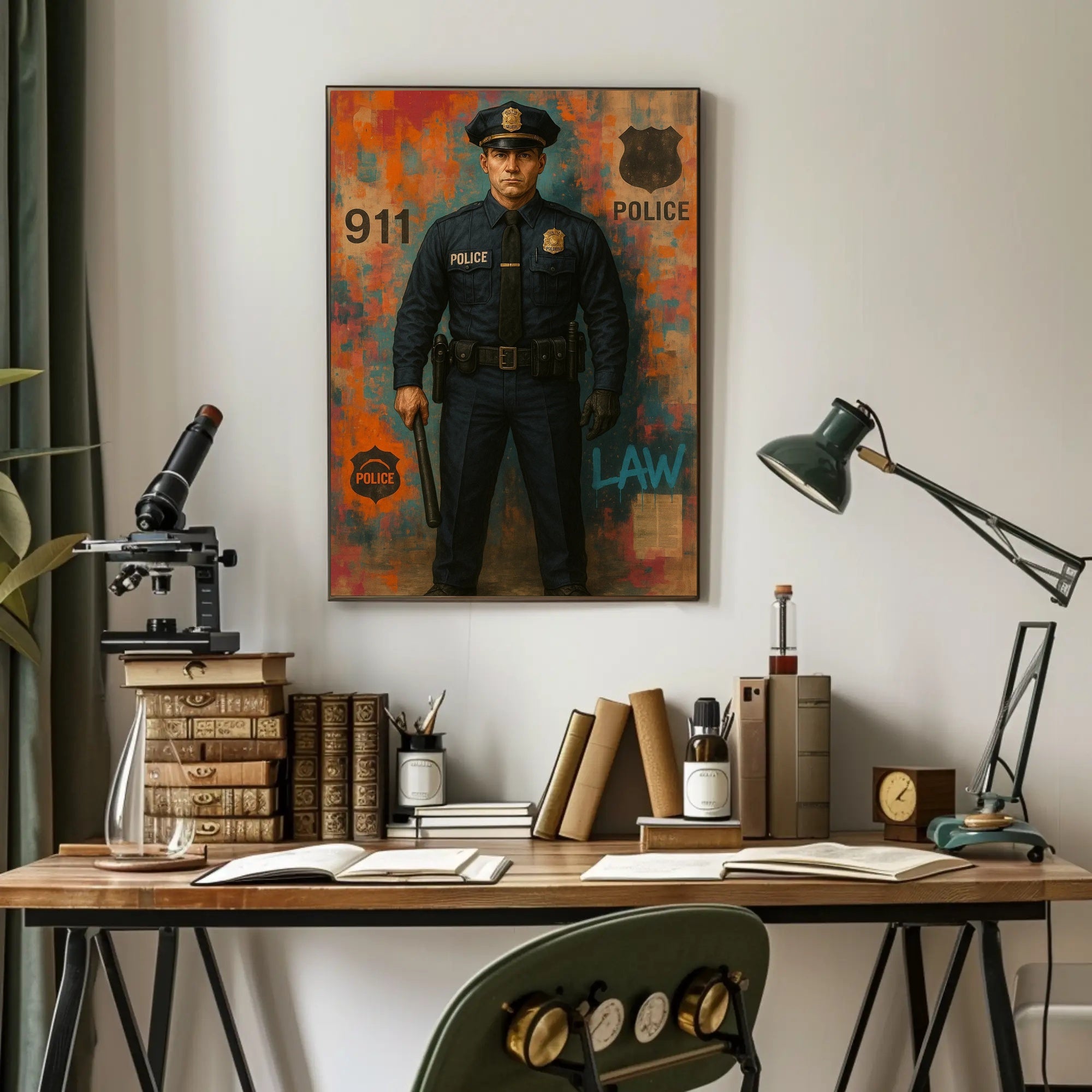 Bold Police Officer Portrait for Law, Order, and Justice Poster