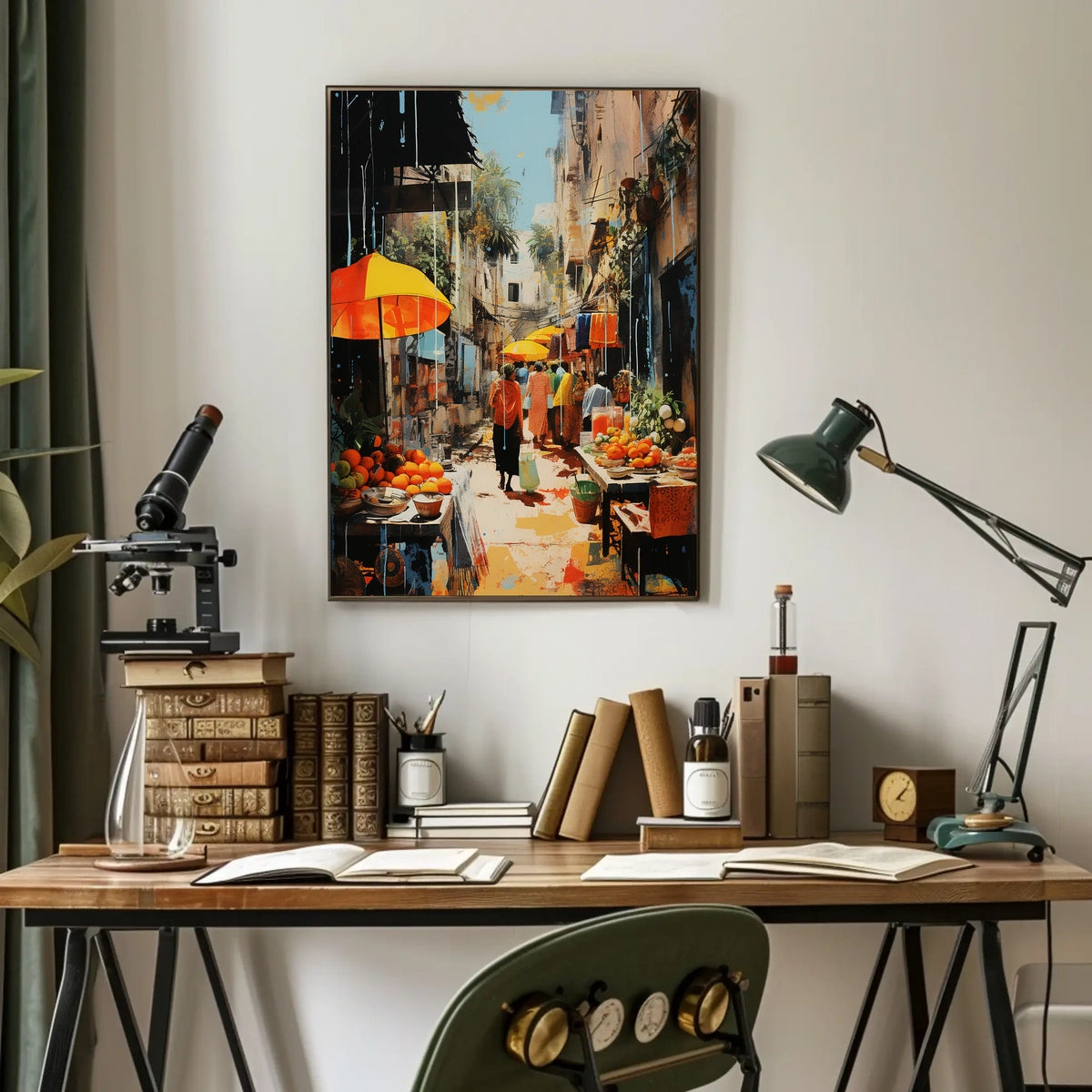 Street Market in Old Town Charm Travel Poster