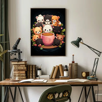 Adorable Bears Cozy Mug Whimsical Poster Art