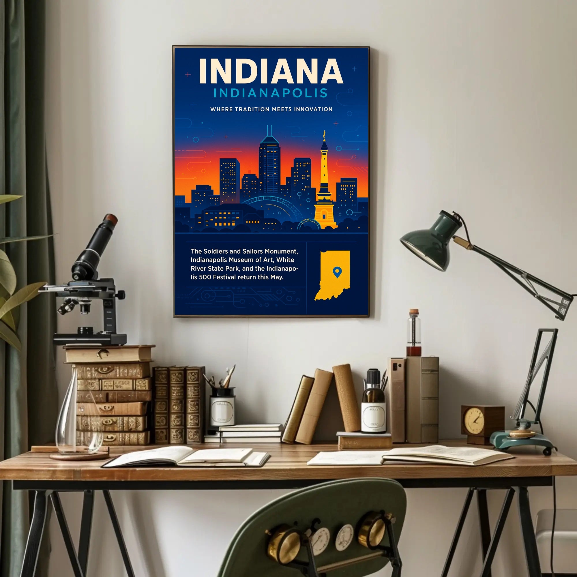 Indianapolis Skyline Travel Poster PosterGoat