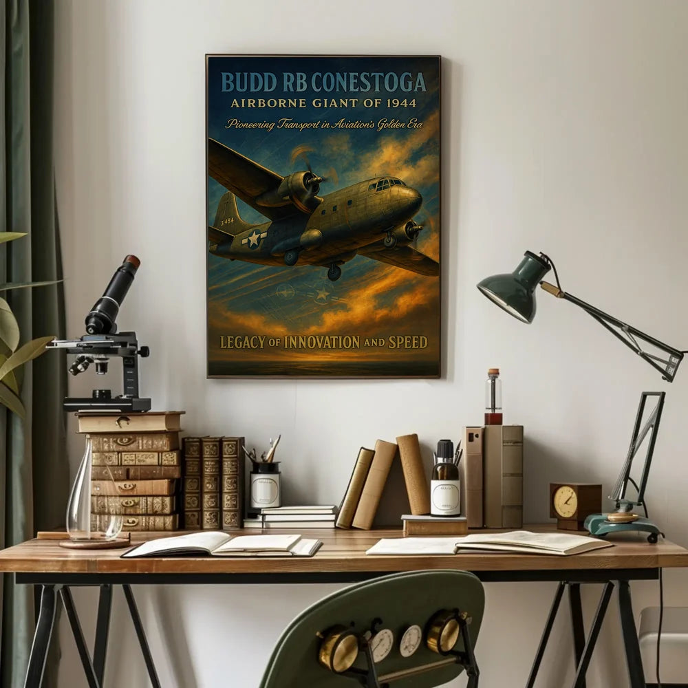 Budd RB Conestoga WWII Aircraft Vintage Poster PosterGoat