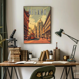 Milan Cathedral Retro Mid-Century Vintage Poster