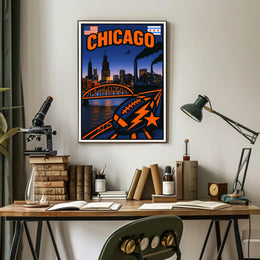 Chicago Skyline and Symbols Poster PosterGoat