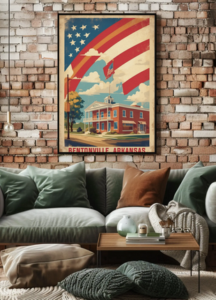 Bentonville Arkansas Town Center Vintage Travel Poster