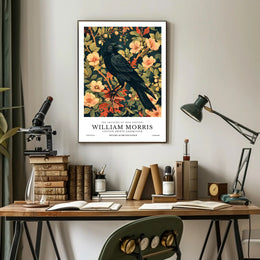 Victorian Blackbird Elegance: Ornate Arts and Crafts Poster