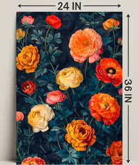 Elegant Floral Artwork on Dark Background - Artistic Poster