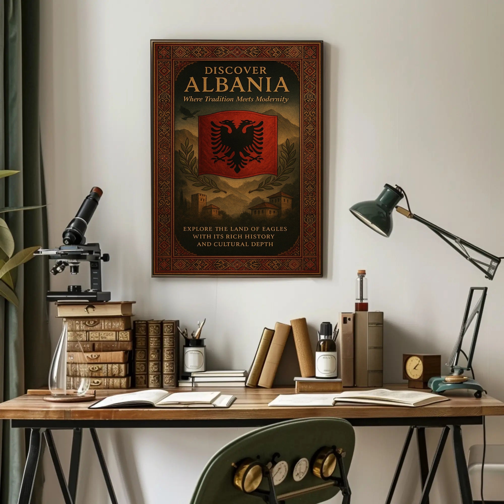 Albania's Cultural Heritage Vintage Travel Poster