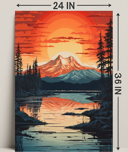 Serene Mountain Sunset Poster PosterGoat