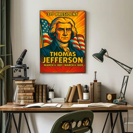 Thomas Jefferson 3rd President of the United States Colorful Comic Book Style Poster