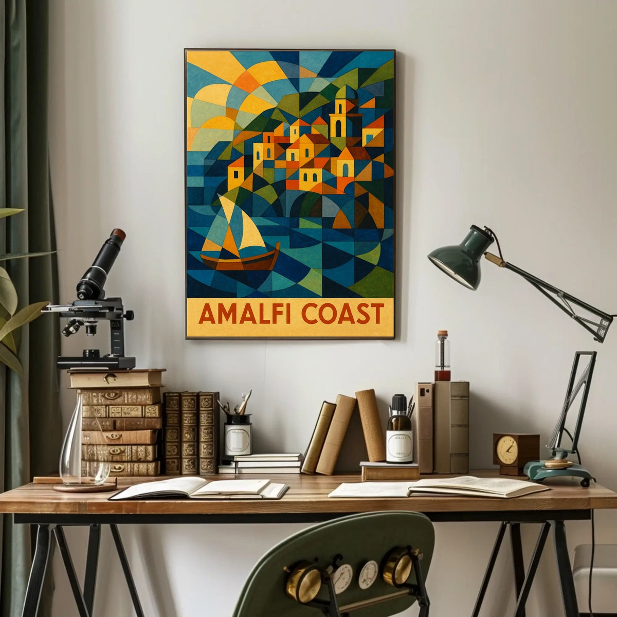 Amalfi Coast Geometric Splendor Poster Wall Art Print