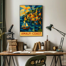Amalfi Coast Geometric Splendor Poster Wall Art Print
