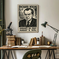 Richard Nixon 37th President of the United States B & W Comic Sketch Poster
