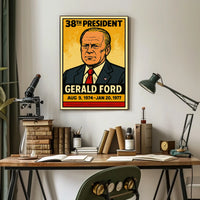Gerald Ford 38th President of the United States Inked Comic Style Poster