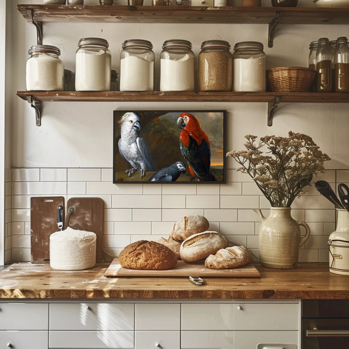 Exotic Parrots in Jungle Wildlife Animal Poster