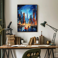 Dynamic Cityscape Skyscraper Modern Art Futuristic Sci-Fi Poster
