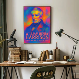 William Henry Harrison 9th President of the United States Neon Gradient Overlay Poster