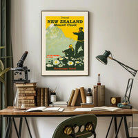 Mount Cook Adventure Exploration New Zealand Travel Poster