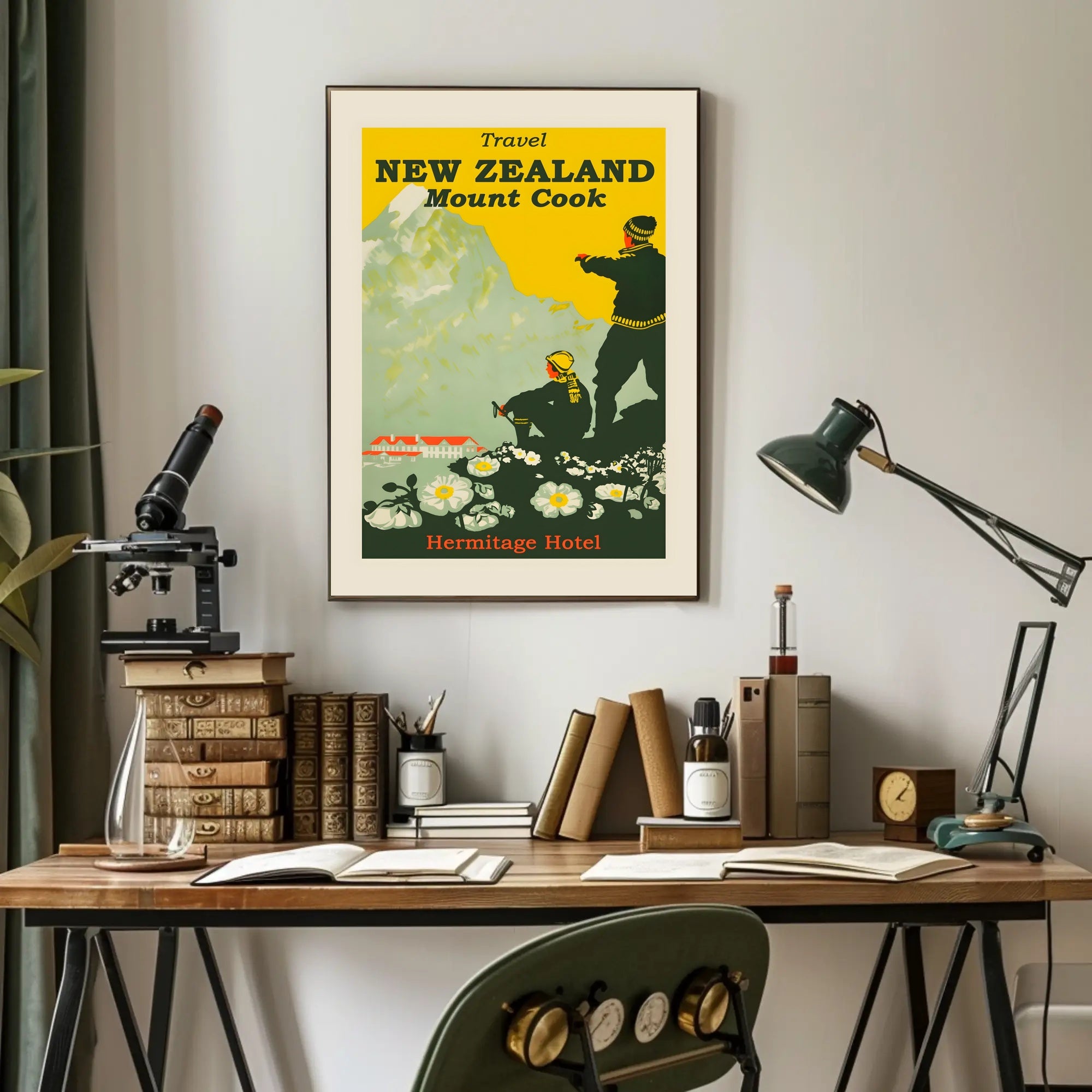 Mount Cook Adventure Exploration New Zealand Travel Poster