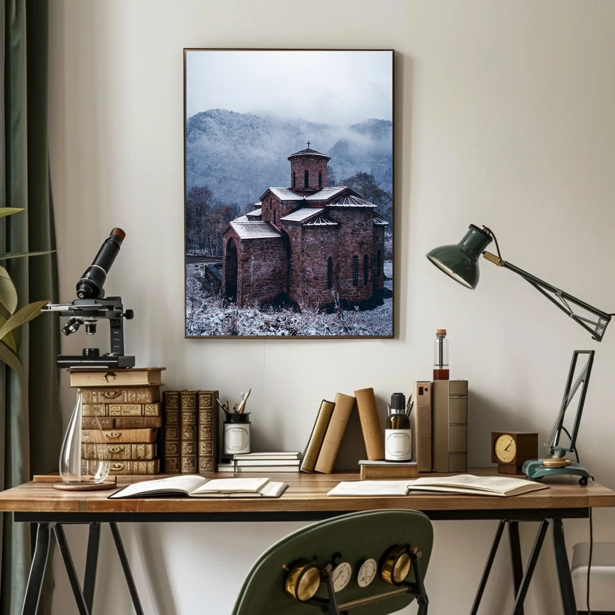Winter Serenity At A Stone Chapel Poster