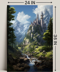 Enchanted Mountain Castle Poster PosterGoat