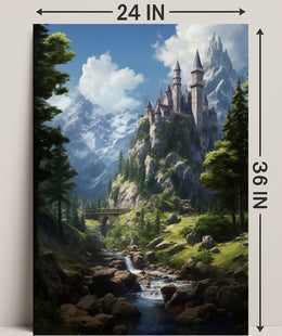 Enchanted Mountain Castle Poster PosterGoat