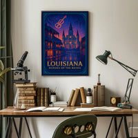 Louisiana Bayou Poster Vintage Travel Wall Art
