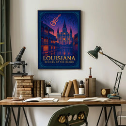 Louisiana Bayou Poster Vintage Travel Wall Art
