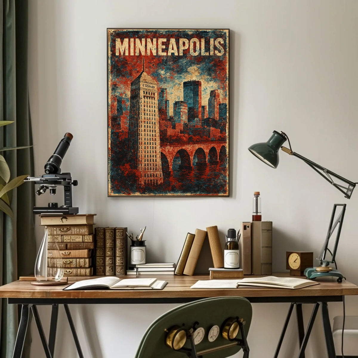 Minneapolis Skyline Cityscape Modern Travel Poster