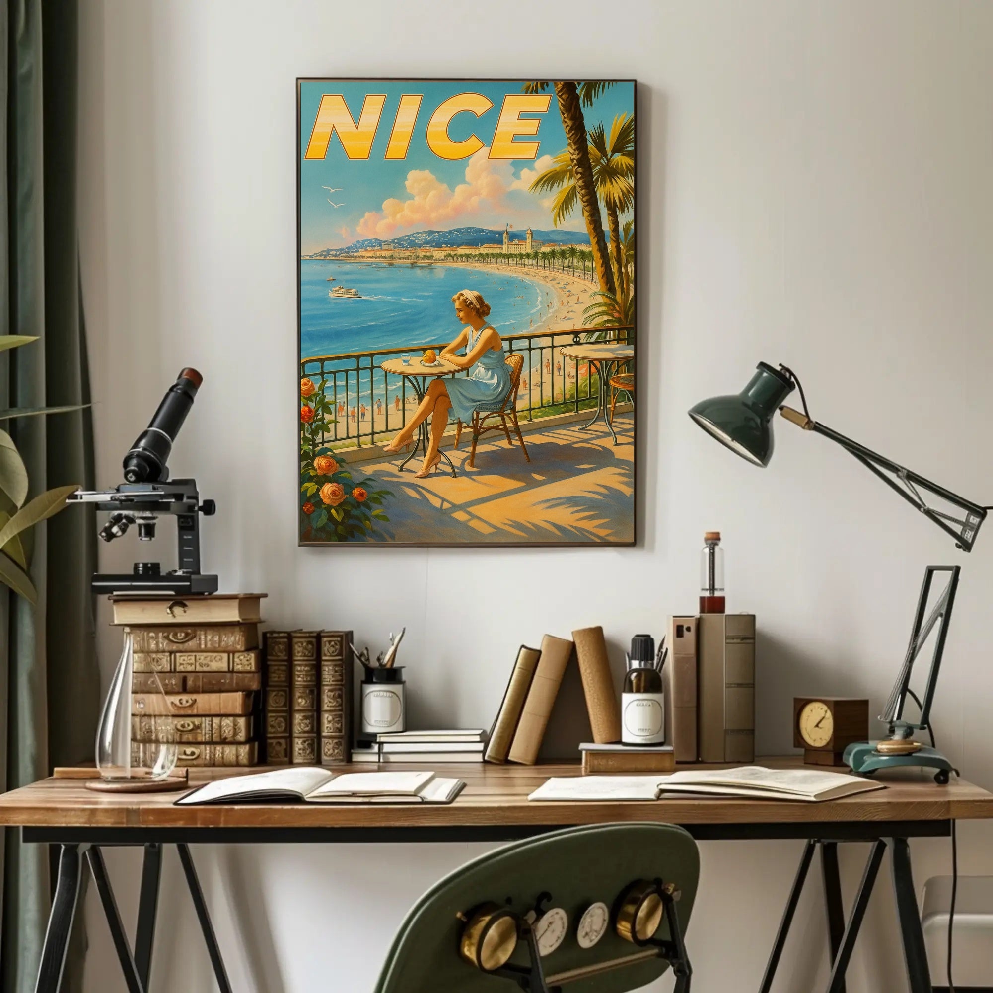 Vintage Nice France Coastal Travel Poster