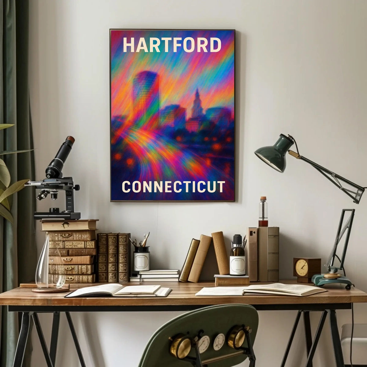 Hartford Skyline Urban Digital Painting Poster