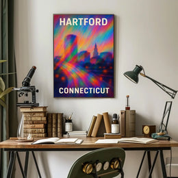 Hartford Skyline Urban Digital Painting Poster