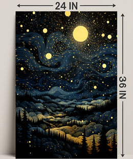 Starry Night Landscape Poster PosterGoat