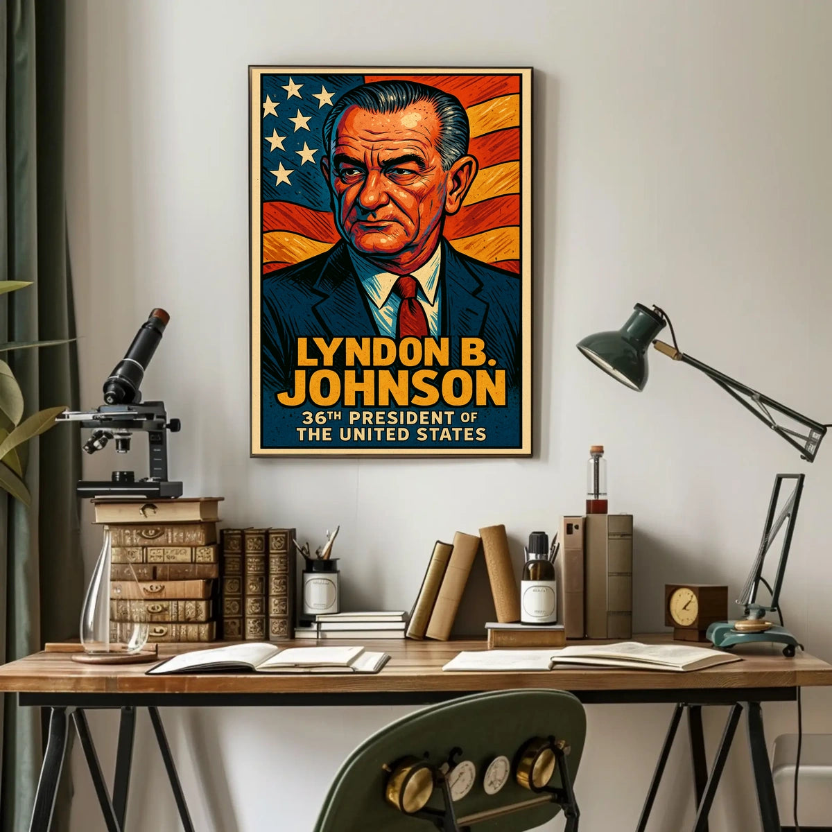 Lyndon B Johnson 36th President Poster Wall Art Decor