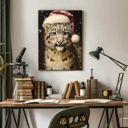 Festive Snow Leopard Poster