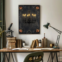 Vintage Chandelier with Roses Artistic Gothic Poster