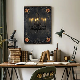 Vintage Chandelier with Roses Artistic Gothic Poster