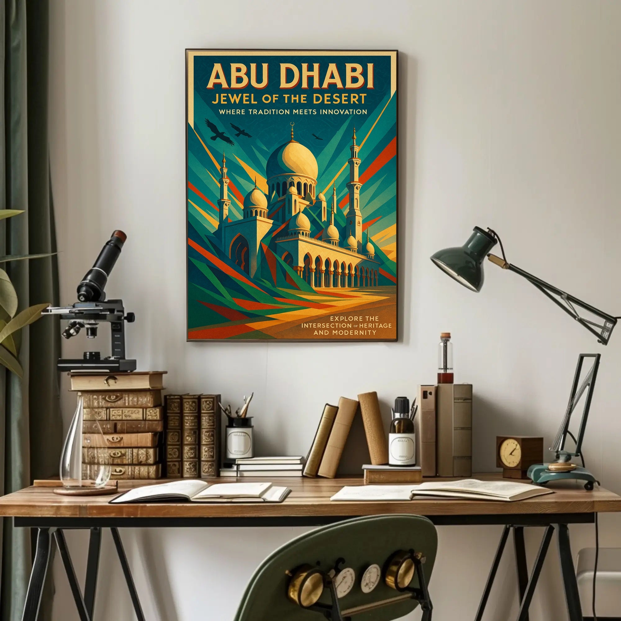 Abu Dhabi Jewel Desert Cityscape Travel Poster