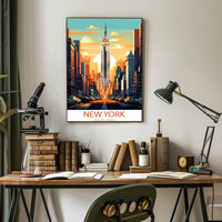 Empire State Building Retro New York Cityscape Urban Poster